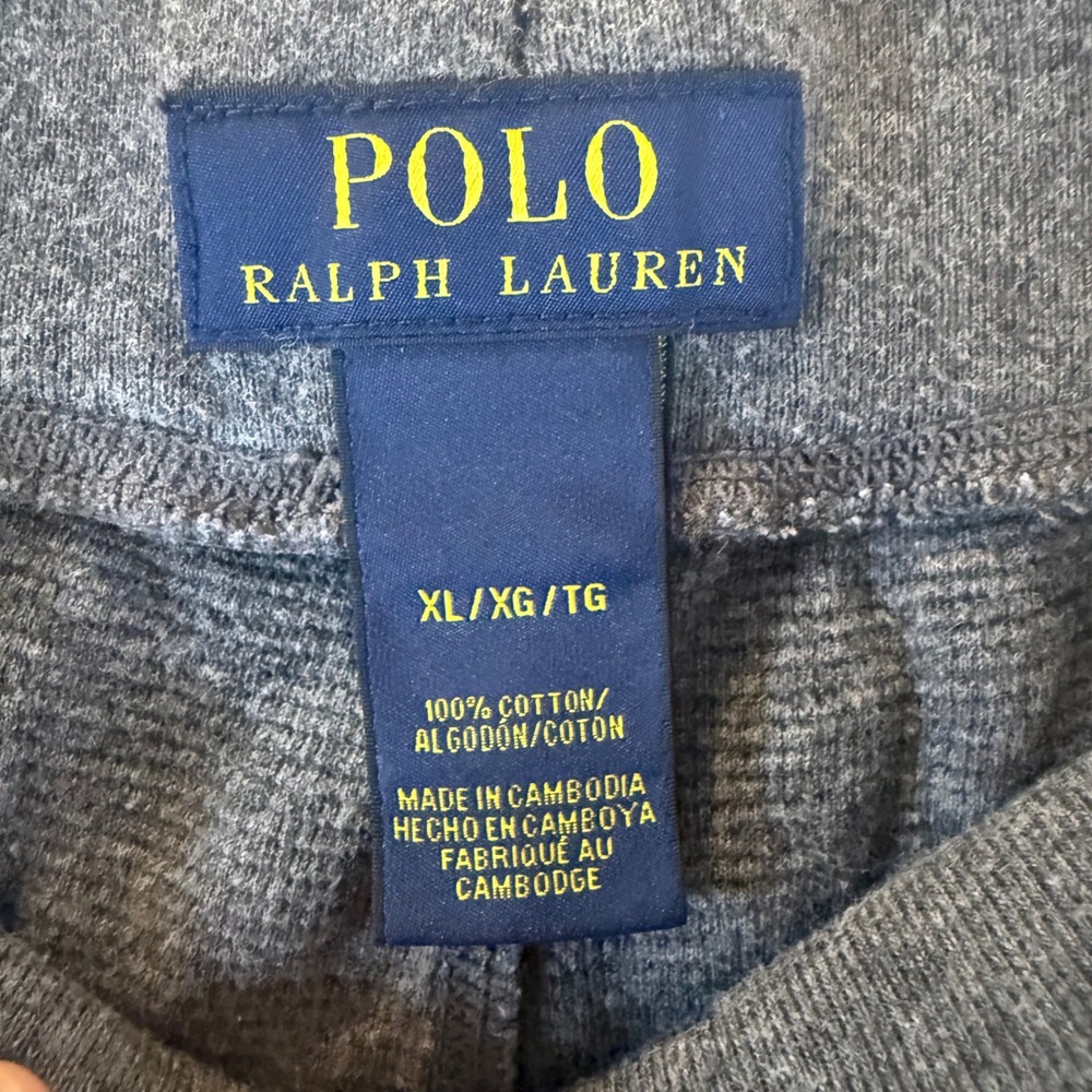 Polo Ralph Lauren Sweatpants Mens XL Waffle Knit Jogger Grey Cotton Drawstring - Picture 5 of 10